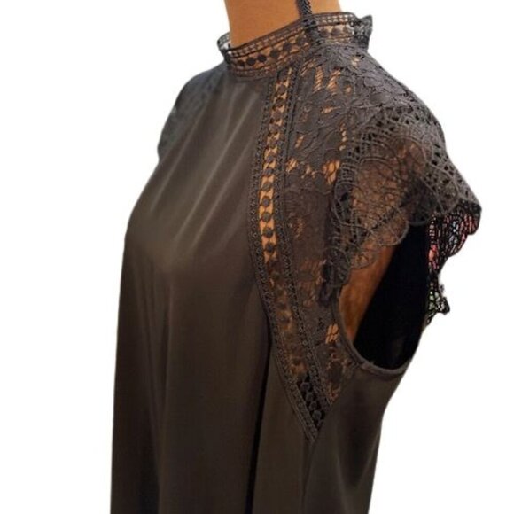 ZARA Black Dress with Embroidered Cap Sleeves in Black – Size Large - Picture 3 of 7